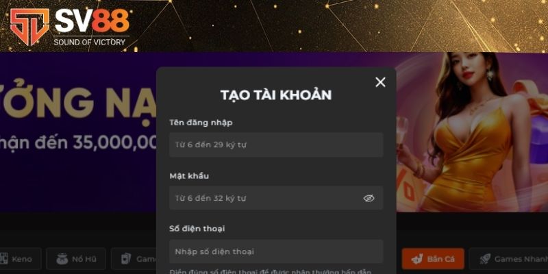 Hướng dẫn đăng ký tài khoản SV88 cho tân thủ